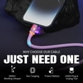 thumbnail image 2 of Cable de carga MPATIBY 4 en 1 USB-C a USB-C/Lightning de 4 pies morado, 2 of 9
