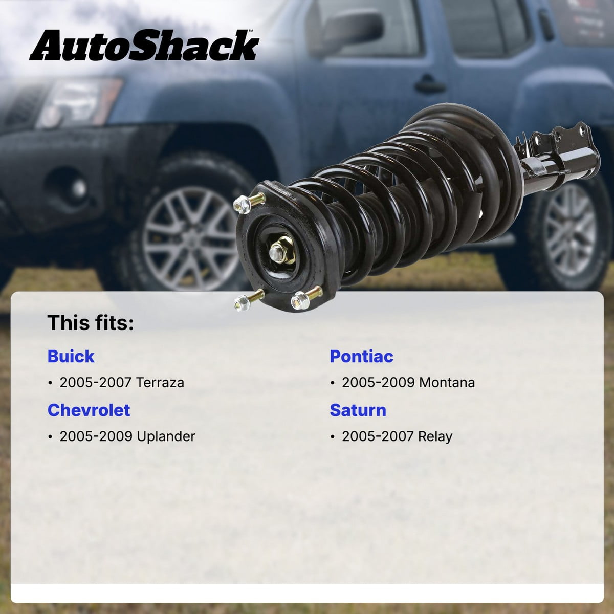 AutoShack Front Complete Strut & Coil Spring Assembly - Driver or Passenger Side for Chevrolet, Pontiac & Buick, Uplander 2005-2009 Montana 2005-2009 Terraza 2005-2007, FWD V6 3.5L 3.9L