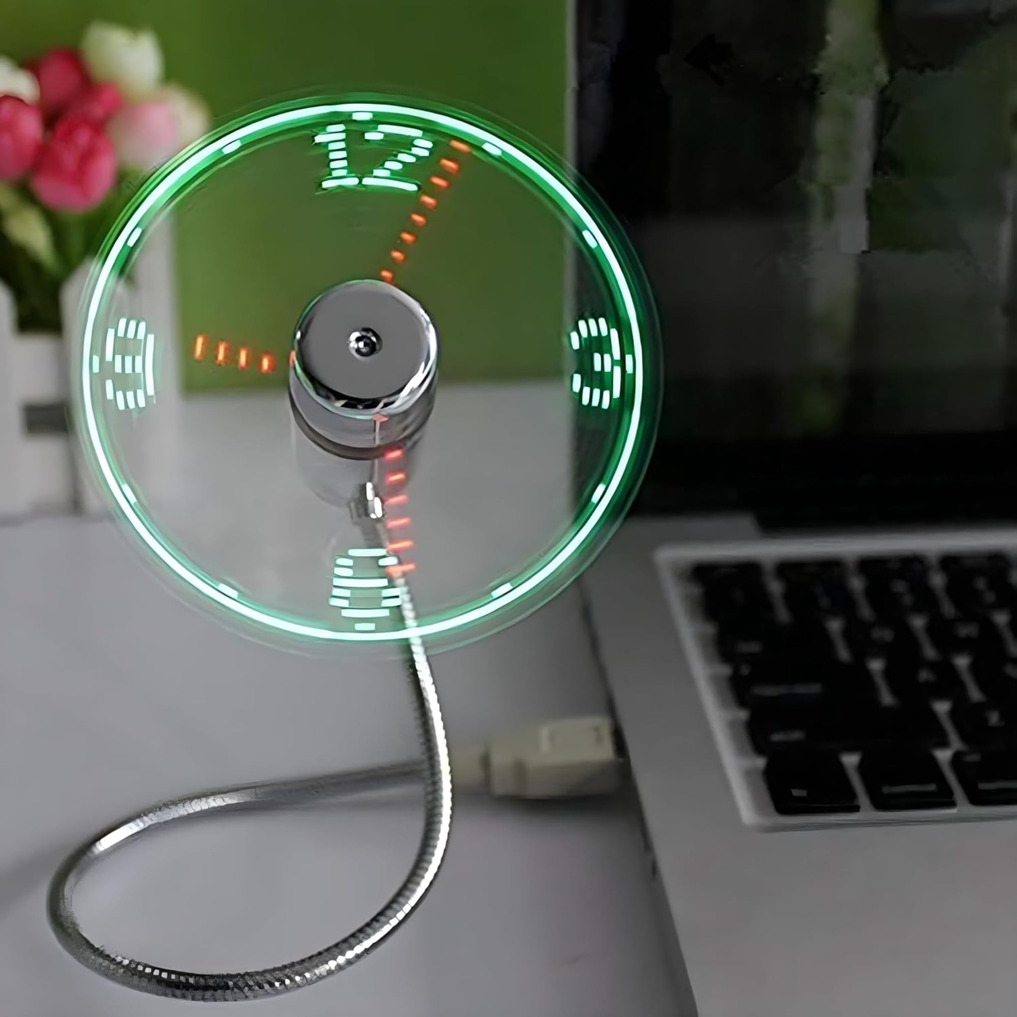 GJX Led Usb Clock Fan with Real Time Display Function,Stocking Stuffers for Men Christmas Gadgets,Father'S Day Gifts,1 Year Warranty,Portable Cool Tech