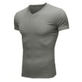 thumbnail image 3 of SWSMCLT Men's Lightweight Sports Fall Thin Casual V Neck Tshirt Short Sleeve Top Soft Summer Cool Fitted T Shirt Grey Small, 3 of 4