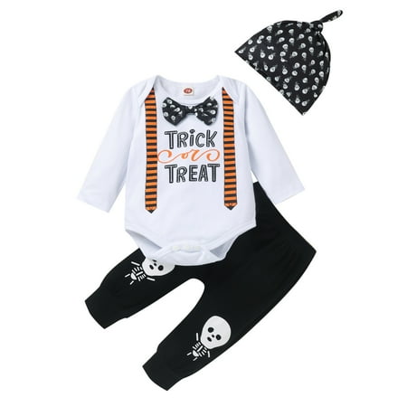 

BSDHBS Girls Clothing Sets Baby Boy Girl Cartoon Letter Romper Bodysuit+Pants Hat Outfits