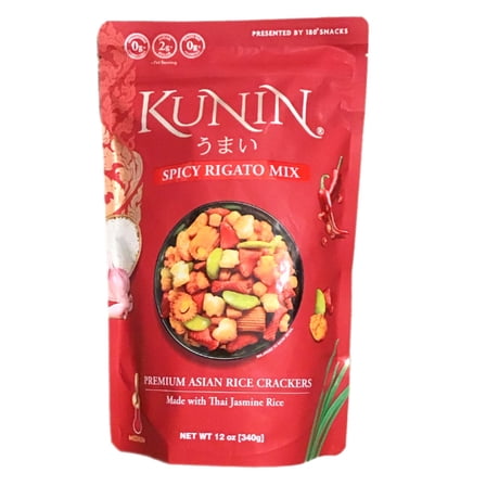 KUNIN SPICY RIGATO MIX PREMIUM ASIAN RICE CRACKERS 10 VARIETIES INSIDE 12 OZ 340 G VALUE PACK