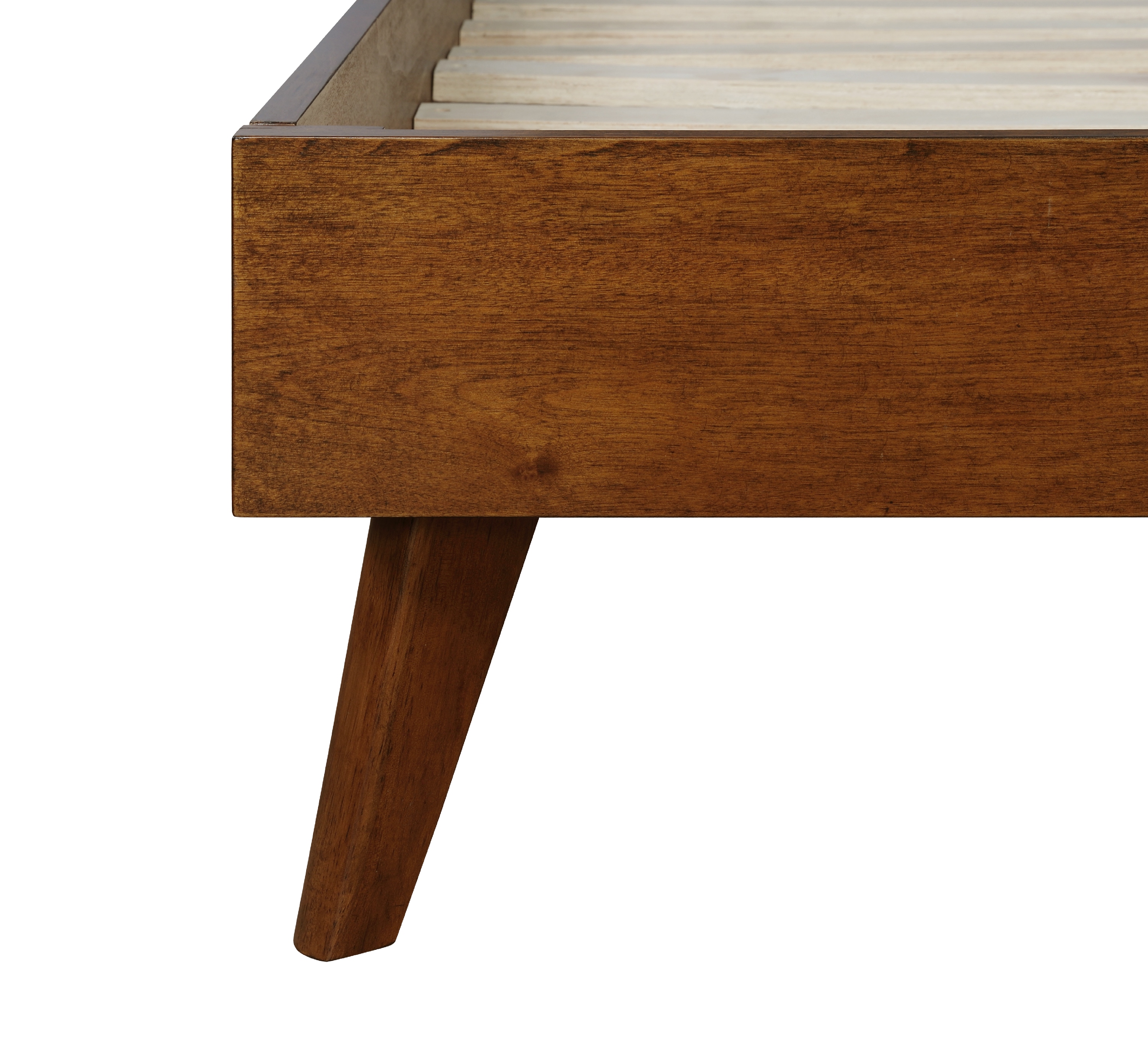 Linon Payson King Platform Bed with Tufted Headboard, Walnut/Oatmeal