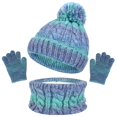 thumbnail image 2 of gcong 3-in-1 Hat Scarf Gloves Set for Kid, Winter Knitted Hat Scarf and Gloves Set for Kids with Pom Pom Beanie Gradient Color, 2 of 7