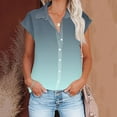 thumbnail image 2 of fatyb Linen Shirts for Women Collared V Neck Cap Sleeve Button down Shirt Casual Plain Tops Summer Clothes, 2 of 6