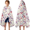 thumbnail image 3 of Cartoon Unicorn Butterfly Flower Pattern Hooded Bath Towel，60"x35" for Ages 3 To 12 Kids, Quick Dry Lightweight Soft Microfiber Hood Beach Towel Cover Up for Kids, 3 of 7