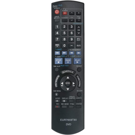 EUR7659T80 Replaced Remote fit for Panasonic Diga DVD VCR Recorder Player