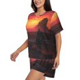 thumbnail image 3 of Womens Pajama Sets With Pocket, Sunset Western Desert Cowboy Lounge Sets Short Sleeve Sleepwear PJ Sets for Women, 3 of 6