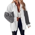 thumbnail image 2 of MPWEGNP Veste Femme Patchwork à Sequins Manches Longues Veste Boutonnée devant Surchemise en Denim Blanc TG, 2 of 7