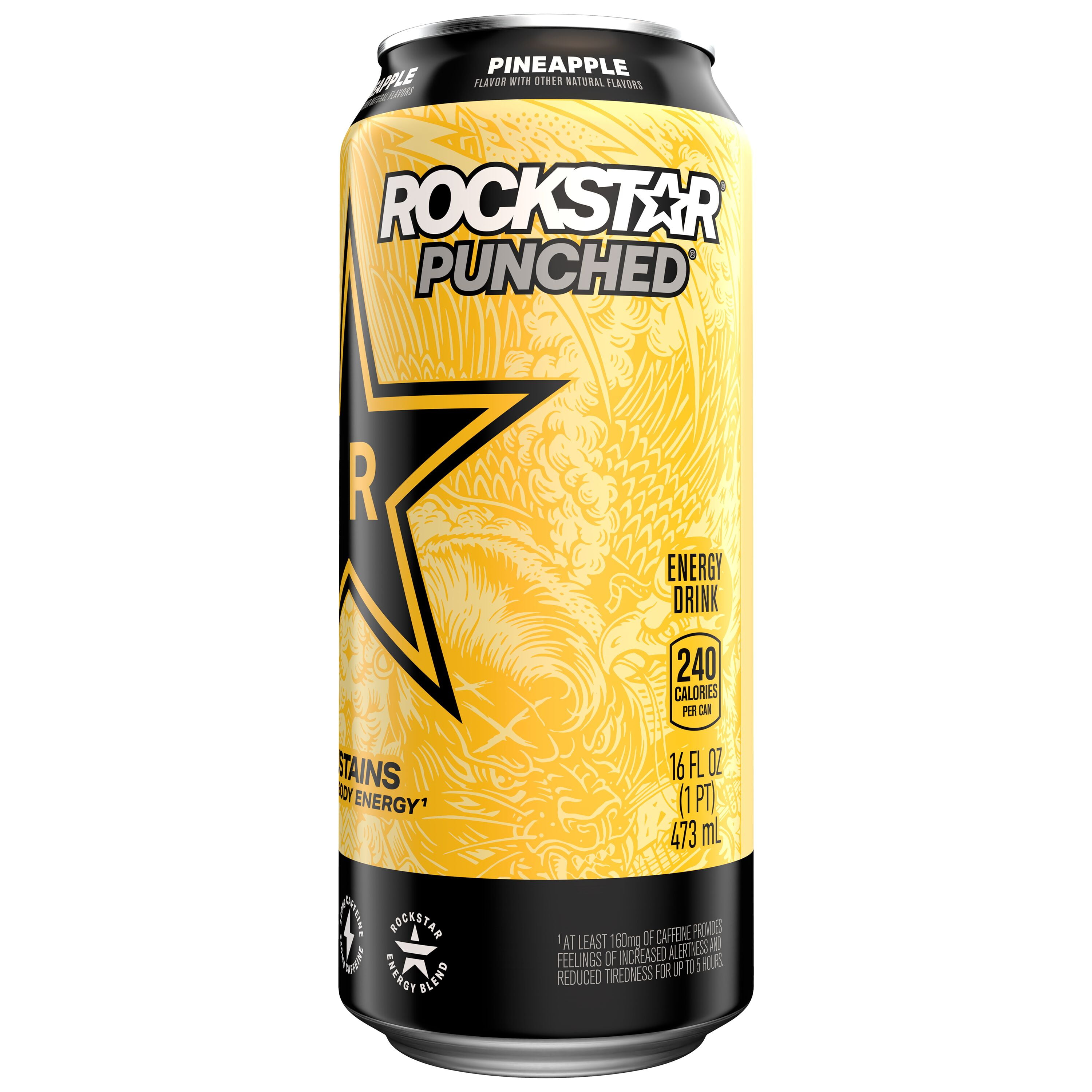 Rockstar Punched Pineapple Energy Drink 16 fl oz, 12 Pack Cans