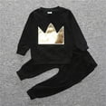 thumbnail image 3 of Penkiiy Baby Boy Winter Clothes Newborn Infant Baby Boys Girls Crown Printing Winter Clothes Tops+Pants Outfits Black 3-6 Months, 3 of 9
