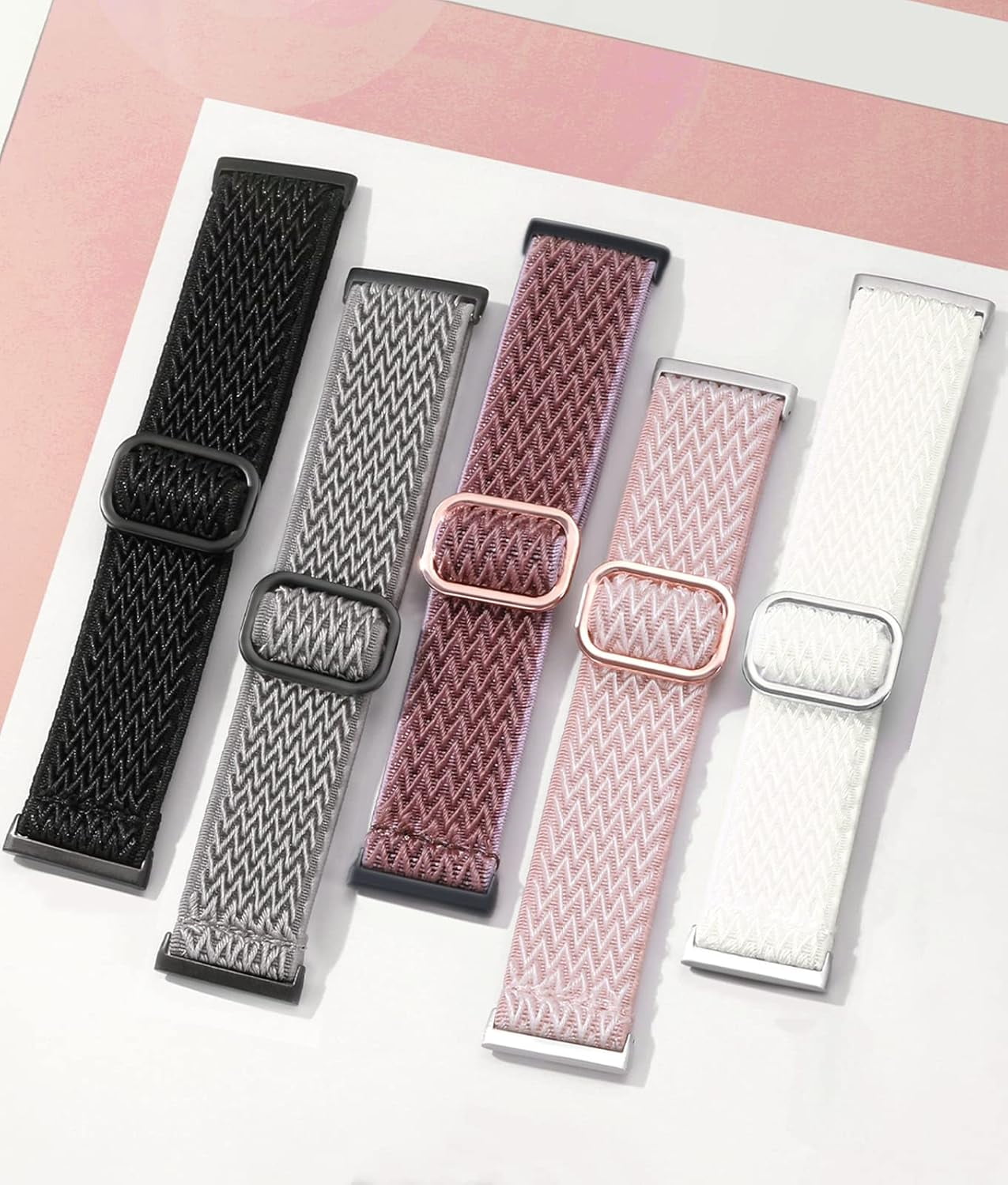 REQO 10 Pack for Fitbit Versa 3 Bands/Fitbit Versa 4 Band/Fitbit Sense Bands for Men Women, Adjustable Stretchy Solo Loop Elastic Nylon Sport Strap for SmartWatch Replacement
