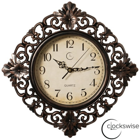 Clockswise Classic Round Decorative Hanging Wall Clock with Scroll Frame for Home Entryway Living Room Bedroom Kitchen Office Hotels & Restaurants