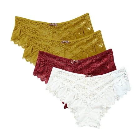 Arnsht Sexy Cheeky Panties for Women Mesh Seamless Lace Criss Cross Bikini Underwear Breathable Wicking Briefs 4 Packs Multicolor#10 L