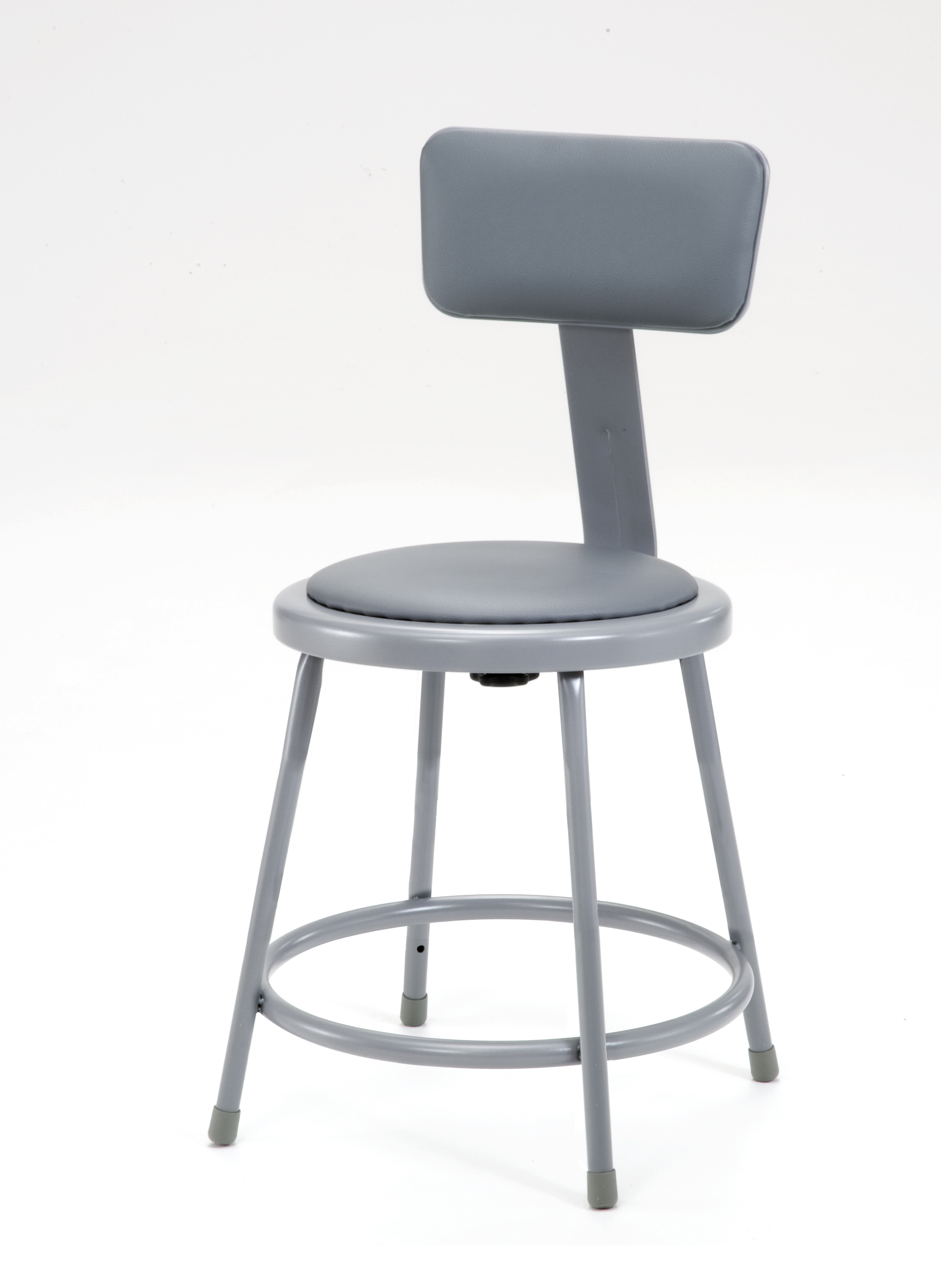NPS® 18" High Heavy Duty Vinyl Padded Steel Stool With Backrest, Grey