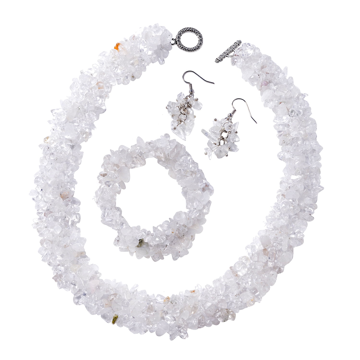 Shop LC Women Bracelet Earrings Necklace in Quartz Steel