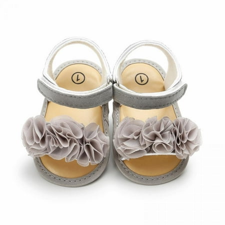 

Baby Girls Sparkly Flower Sandals Premium Soft Anti-Slip Cotton Sole Infant Summer Outdoor Shoes Toddler First Walkers