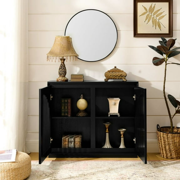 YINGYING Mid Century Modern Sideboard Buffet Cabinet with 2 Outlet Holes, Accent Cabinet, Coffee Bar Console Table with Storage for Living Room Entryway Hallway Kitchen