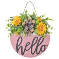 thumbnail image 1 of Toystoory Round Wood Welcome Sign Fake Porch Hanging Home Front Decors Door Festival  Flores artificiales estilo 2, 1 of 1