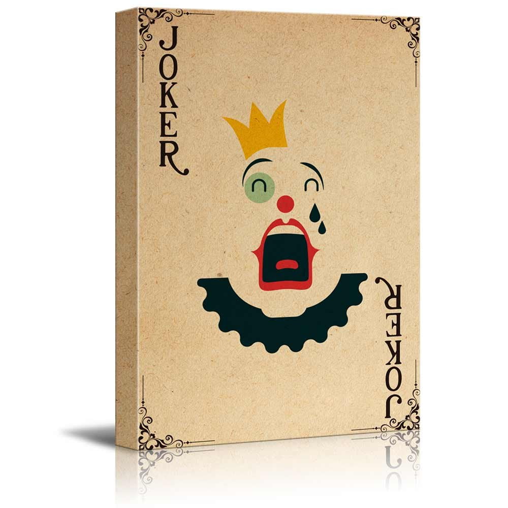 Joker with Poker Card Stretched Canvas ~ 3 Panels 