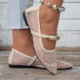 thumbnail image 4 of Dakaela Mesh Ballet Flats for Women Pointy Toe Mary Jane Ballerina Flats Shoes Women's Fishnet Flat Sandals for Dressy Summer Beige,5.5, 4 of 8