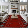 thumbnail image 3 of Large Area Rugs for Living Room Bedroom, Red Boho 5'x8' Rug Washable Carpet Runner Indoor Outdoor, Vintage Ethnic Tribe Abstract Art Retro Non Slip Floor Mats Rug for Kitchen, Bathroom, 3 of 8