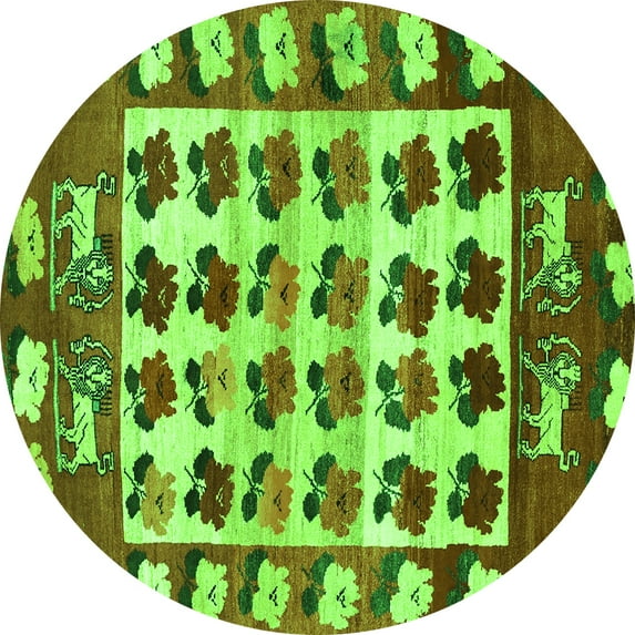 Ahgly Company Indoor Round Persian Green Traditional Area Rugs, 4' Round