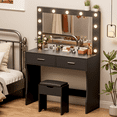 thumbnail image 5 of Lacoo Vanity Set with Mirror and Drawer Makeup Vanity Desk and Chair Set with Lights, Black, 5 of 7