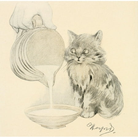 - The Kittens Garden of Verses 1911 Jug of milk Stretched Canvas - Oliver Herford (18 x 24)
