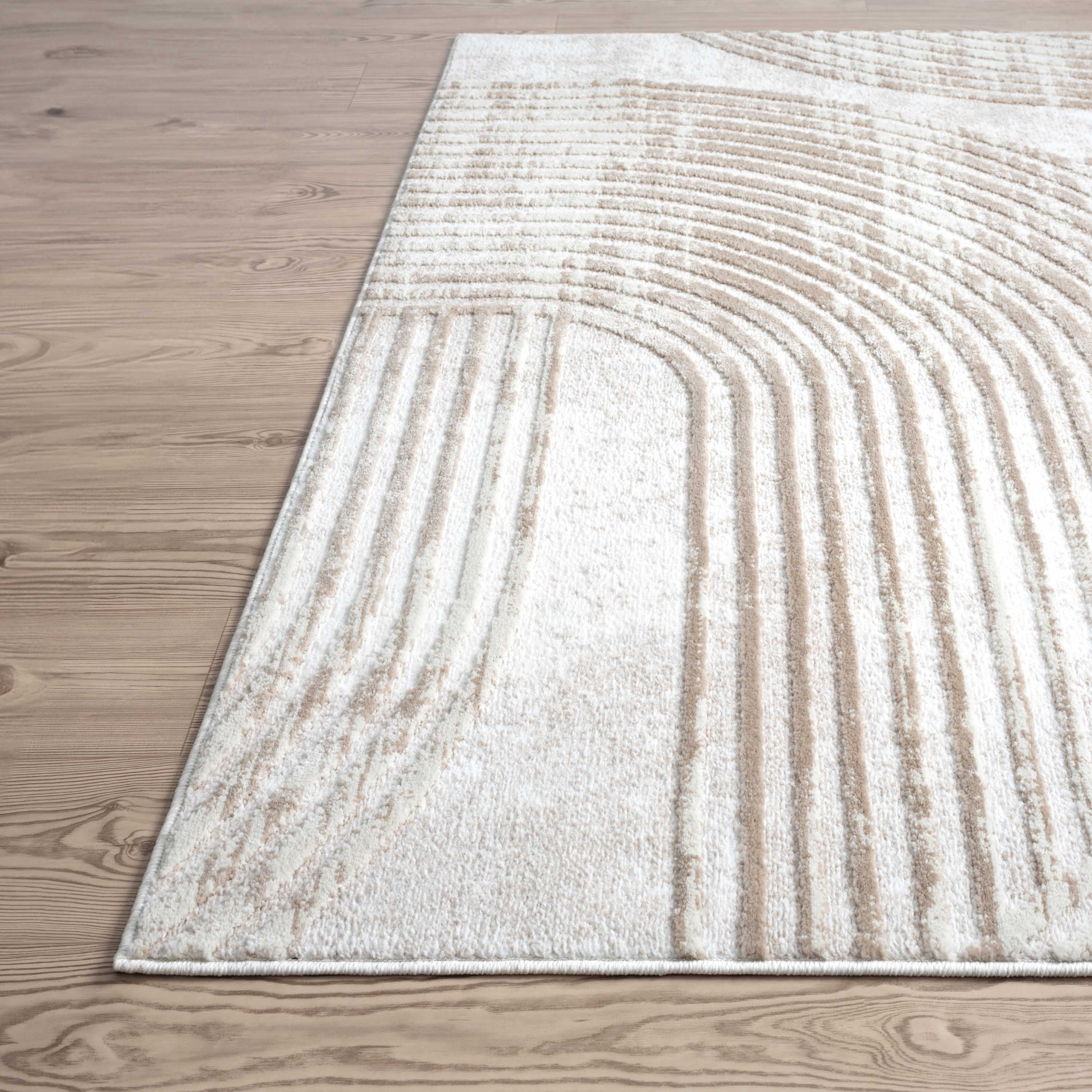 Abani Home Viva Mid-Century Arch Pattern Area Rug 9x12 Beige Cream