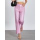 thumbnail image 3 of Pantalones vaqueros Tsseiatte metalizados brillantes para mujer, color liso, cintura alta, pierna recta, para fiesta y baile., 3 of 6