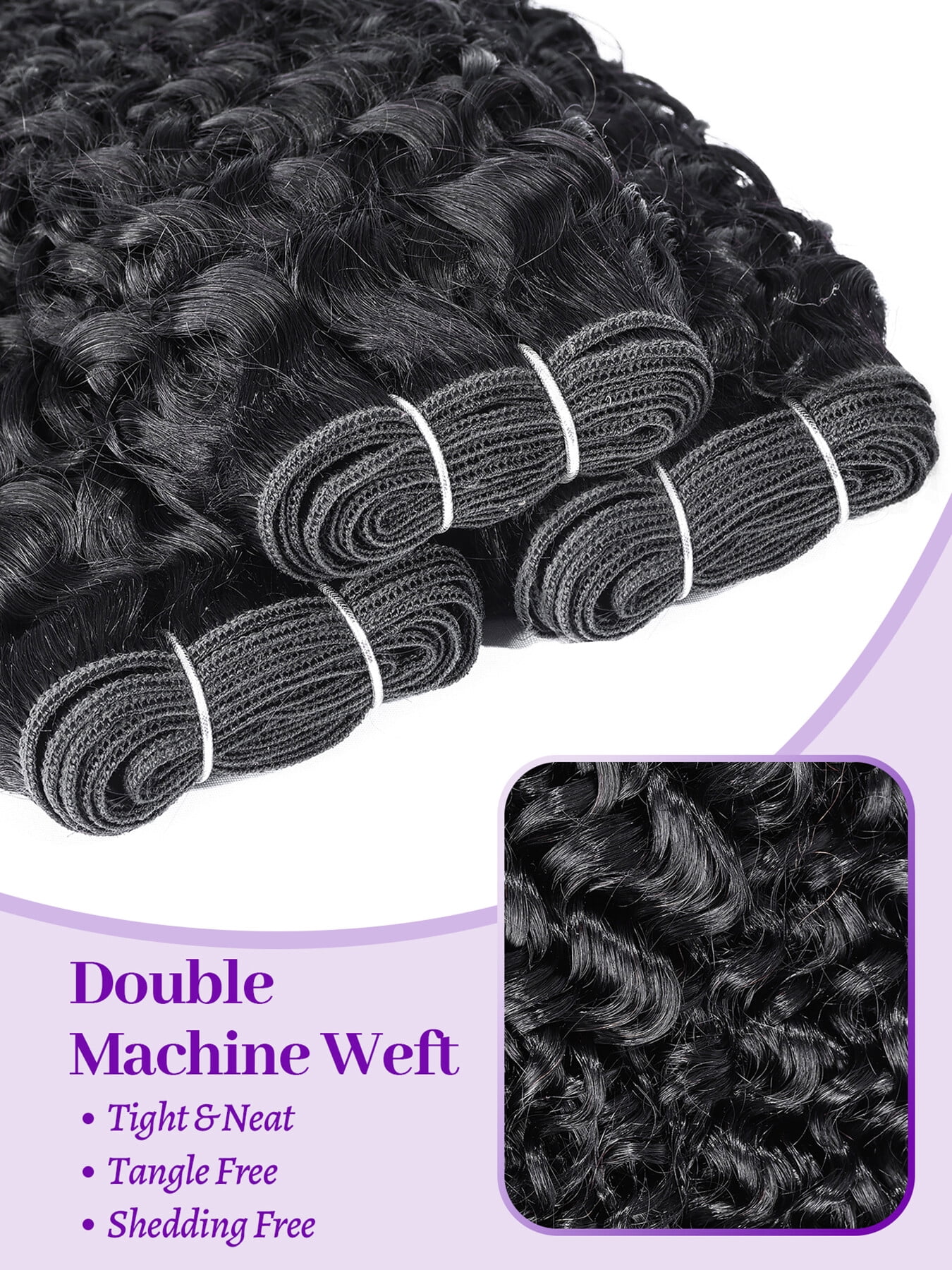 ChicRosa N-BC Deep Curly Human Hair Bundles Natural Black 100% Human Hair Weave Extensions