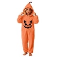 thumbnail image 5 of Floleo Kids Halloween Pumpkin Face Hooded Onesie with Full Zip Front Cozy Fleece Costume Jumpsuit for Party Dress Up Play., 5 of 7
