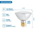 thumbnail image 3 of Great Value LED Bulb, 5.5-Watt (50W Equiv.) PAR30 Dimmable Indoor Floodlight Bulb, E26 Base, Soft White, 2PK CA, 3 of 8