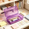thumbnail image 5 of OCCOA Plastic Pencil Box Large Capacity, 8x5x2 Inch Clear Storage Box with Snap Tight Lid, Stackable Office Supplies Organizer for Desk ,C, 5 of 7