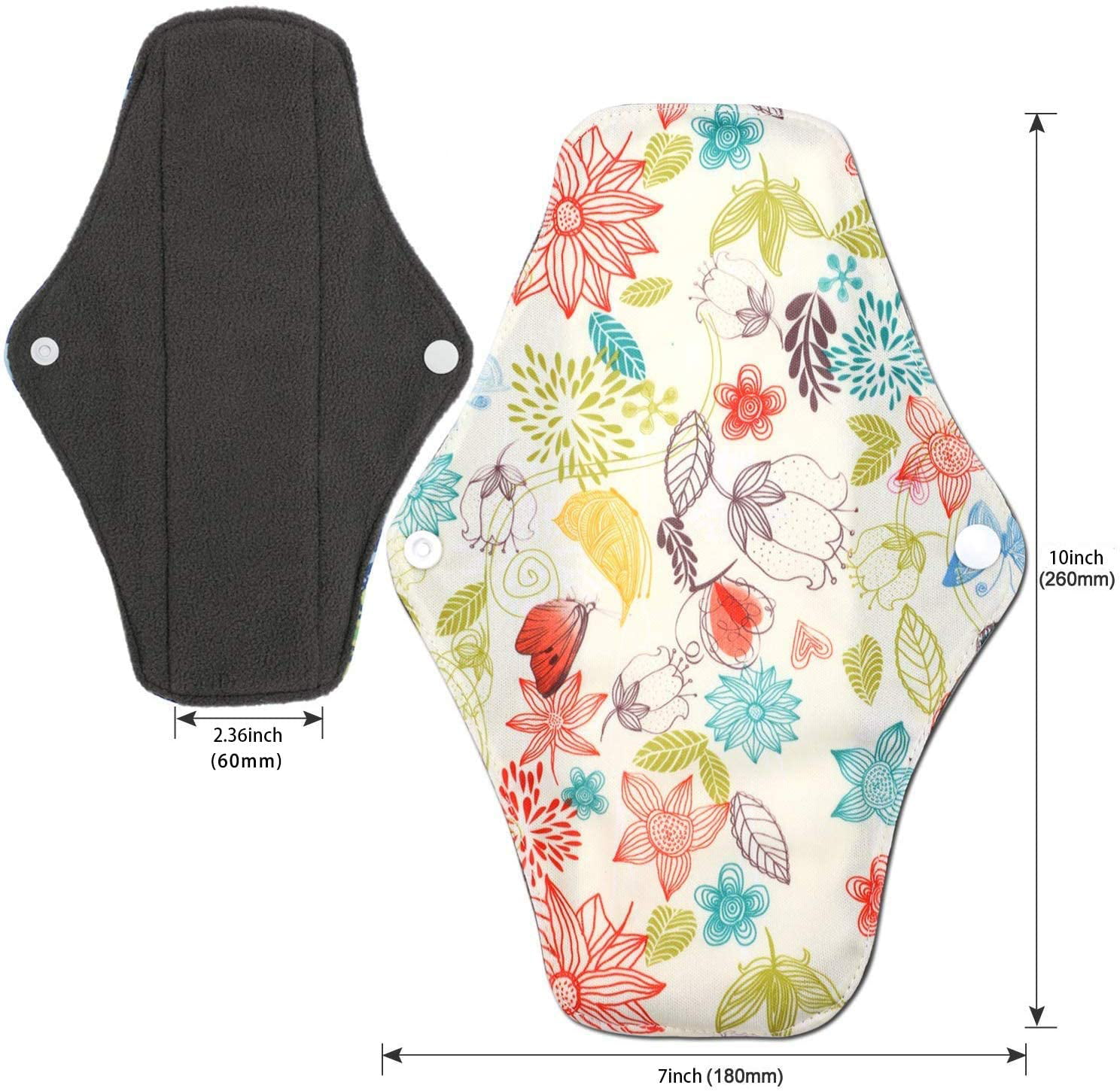 Regular Size 25CM REUSABLE SANITARY PAD Reusable Menstrual Pads Reusable  Period Pad Bamboo Charcoal Panty Liner Zero Waste Cloth Pad 