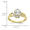 thumbnail image 3 of 10K Yellow Gold Ring Band with Stones (04) April White Topaz Oval Diamond Round, Size 5, 3 of 5
