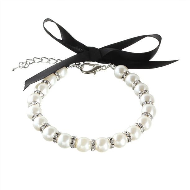 Zhuge Collar de decoración para mascotas, accesorio para gatos y perros, rango ajustable, collar para cachorros, gatos, accesorios de aseo para mascotas, L, blanco