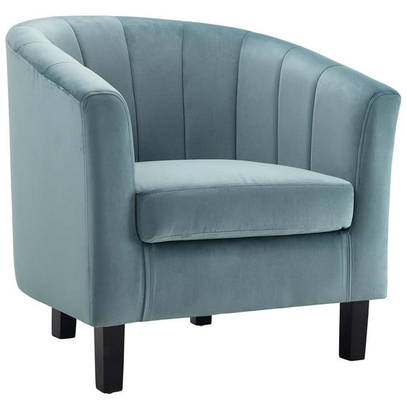 Modway Prospect Channel Tufted Performance Velvet Armchair in Light Blue