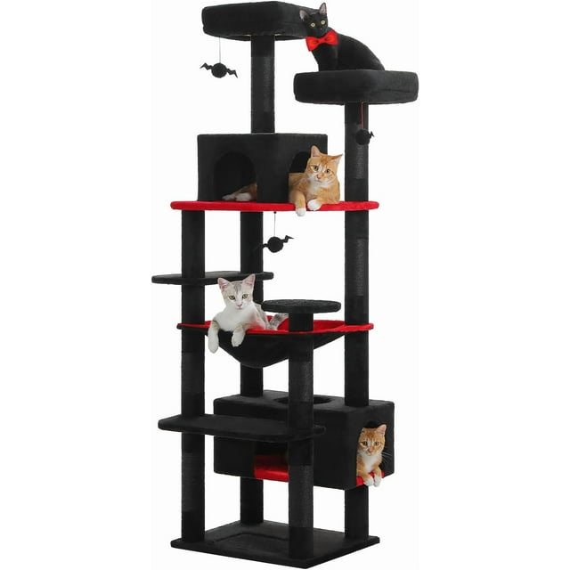 Large Cat Tree cm Cat Tower for Large Cats Cat Condo with Sisal-Cove Scratching Posts and Pads Padded Perch Dual Condo and Basket for Indoor Cats-Grey Small