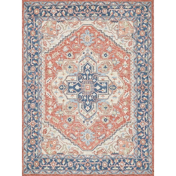 Exquisite Rugs Richmond Serapi Handmade Hand-Tufted New Zealand Wool on Canvas Red/Blue Area Rug