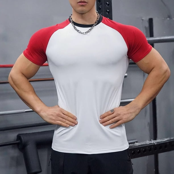 pstuiky camisetas para hombre, Blusas deportivas informales de verano para hombre, de manga corta, color liso, con cuello en V ropa de hombre m