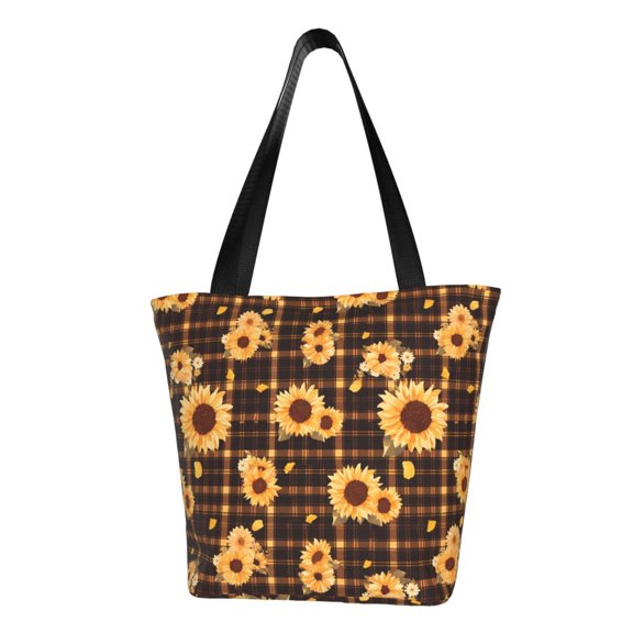 Easygdp Brown Plaid Sunflower Shoulder Bags for Women,Crossbody Bags Shoulder Purse Handbag for Women