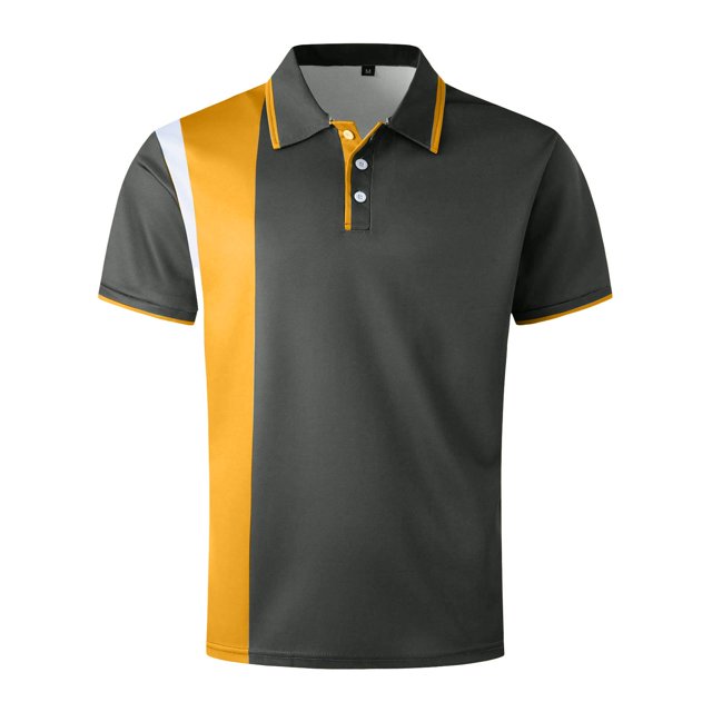 YDLCAFD Men's Casual Shirt with Printed Lapel Buttons On The Chest Business Color Matching Versatile T Shirt