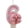 thumbnail image 2 of 0-9 Birthday Candles, 2.95 inch Pink Bow Glitter Number Candles Cake Topper Decorations,3D Bow Designed Pink Number Candles for Birthday Cake Decorations (6), 2 of 6