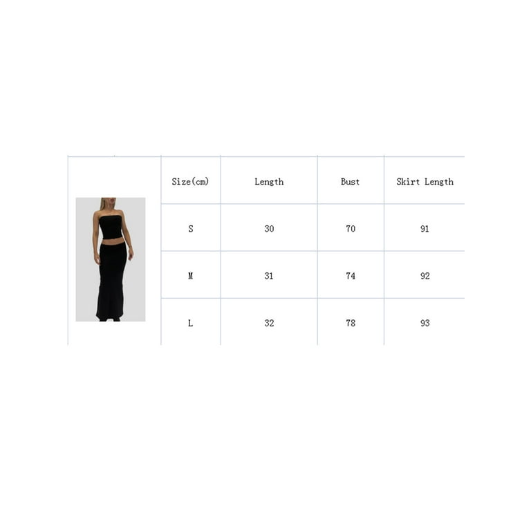 Women 2 Piece Outfits Maxi Skirt Sets Strapless Crop Tube Tops High Waist  Bodycon Long Skirts Summer Two Piece Outfit 