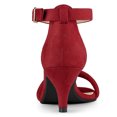 thumbnail image 2 of BLISSFUL STEP Chaussures pour Femmes en Faux Suède à Bride à la Cheville à Talon Kitten à Enfiler Brides Sandales Unies Rouge 6,5, 2 of 8