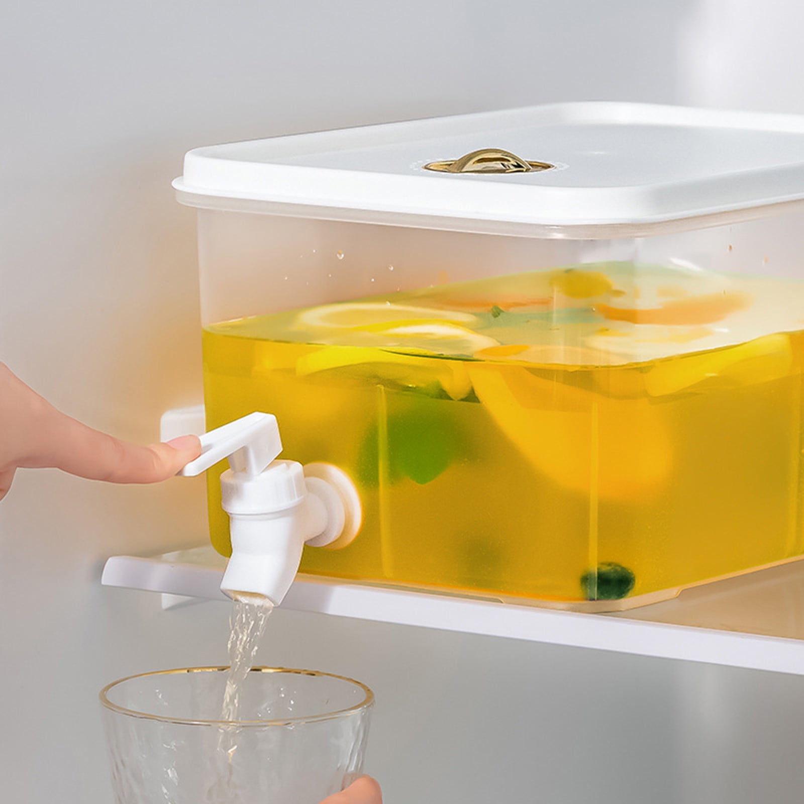 LOSYHU 1.2 Gallon Plastic Drink Dispenser for Fridge, Beverage Dispenser  with Spigot, Juice Container Dispenser for Parties, Iced Tea Water Beverage