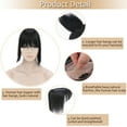 thumbnail image 3 of SEGO Hair Toppers for Thinning Hair Bangs Clip in Real Human Hair Extensions Middle Part Hair Piece for Woman Natural Black, 3 of 9