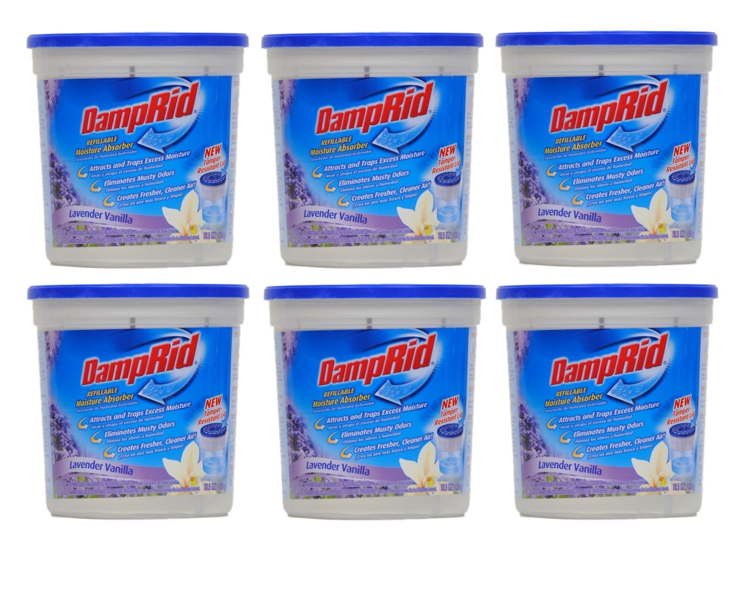 Damprid Moisture Absorber, 10.5oz Cannisters (Pack of 6)